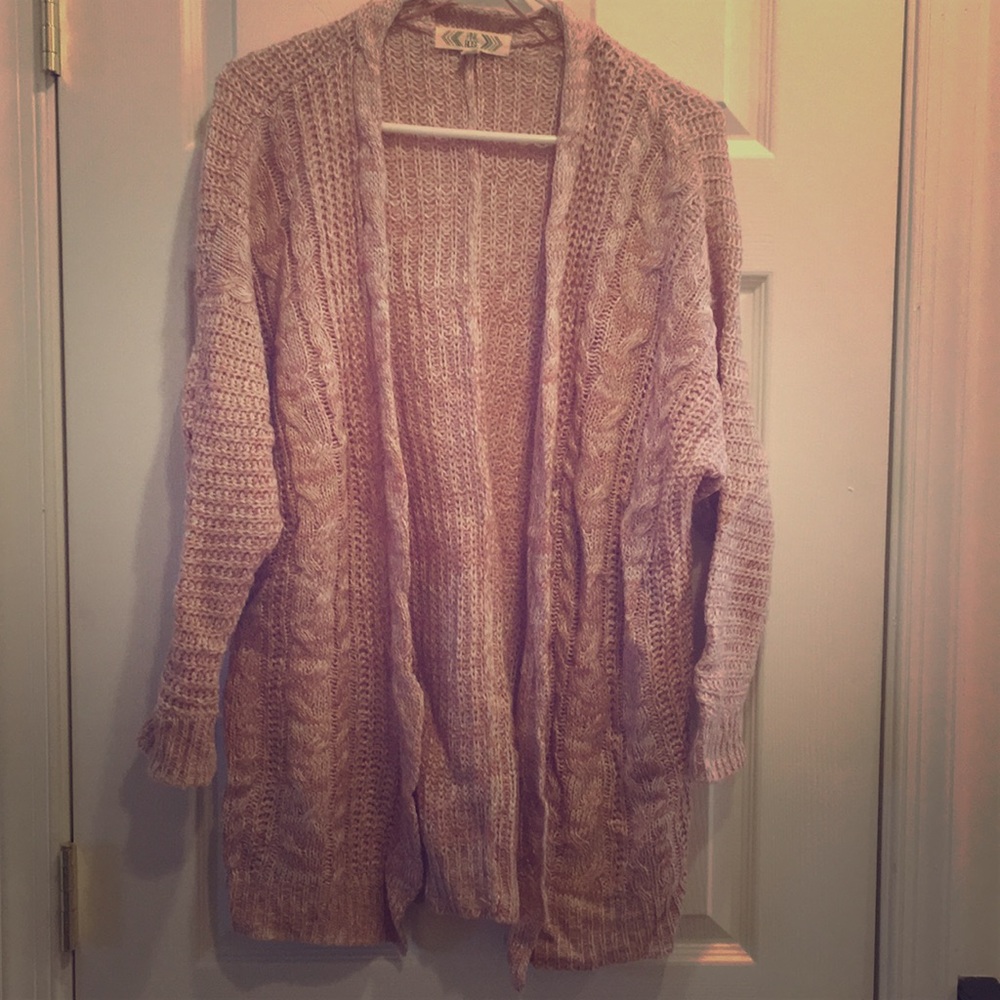 Long pink sweater